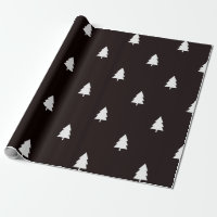 Modern Black White Nordic Christmas Tree Pattern