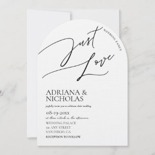 Modern Black White Nothing Fancy Just Love Wedding Invitation
