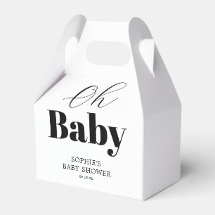 Modern Black White Oh Baby Shower Favour Box