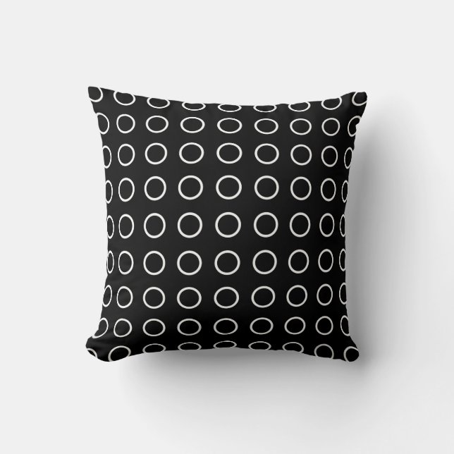 Modern Black White Open Circles Geometric Pattern Cushion (Front)