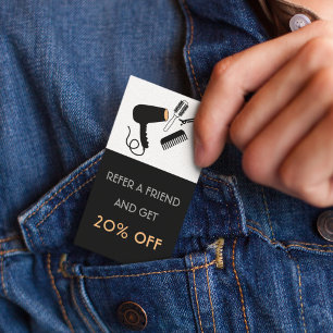  Modern Black white & Orange Hairdresser Salon  Discount Card