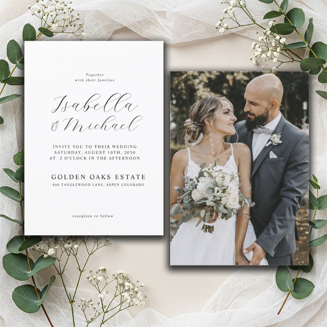 Modern Black & White Overlay Photo Wedding  Invitation (Creator Uploaded)