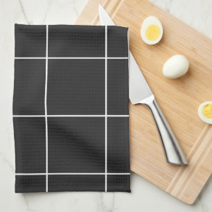 Modern Black & White Oversized Grid Kitchen Towels