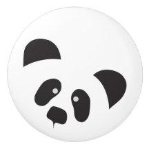 Modern Black & White Panda Ceramic Pull Knob
