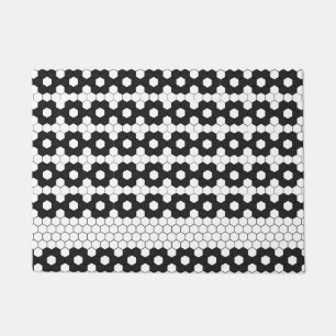 Modern Black White Pattern Tile Design Farmhouse Doormat