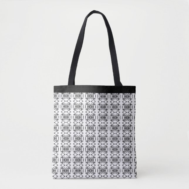 Modern Black& White Pattern Tote Bag (Front)