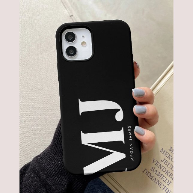 Modern Black & White Personalised Initials Case-Mate iPhone Case (Creator Uploaded)