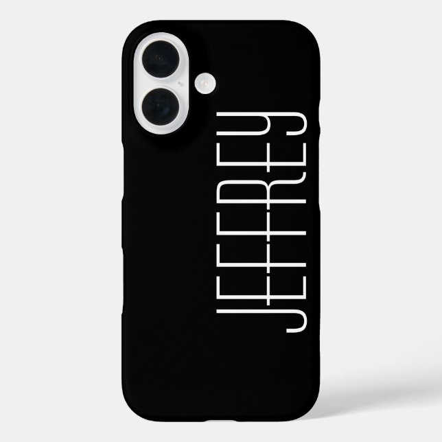 Modern, Black & White, Personalised Jumbo Name Case-Mate iPhone Case (Back)