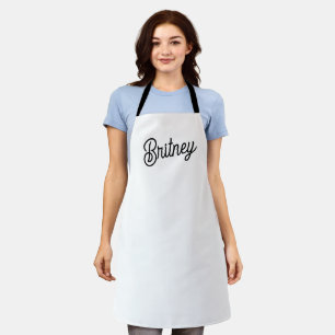 Modern Black White Personalised Monogram and Name Apron