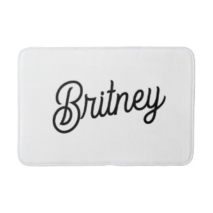 Modern Black White Personalised Monogram and Name  Bath Mat