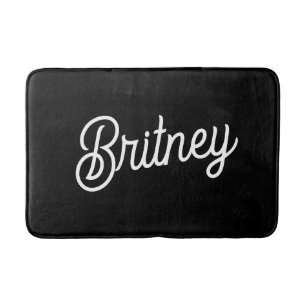 Modern Black White Personalised Monogram and Name  Bath Mat