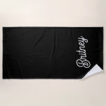 Modern Black White Personalised Monogram and Name  Beach Towel<br><div class="desc">The Modern Black White Personalised Monogram and Name Beach Towel would be a stylish and unique accessory for your beach outings. The sleek black and white design, personalised with your monogram and name, adds a touch of sophistication to your beach gear. It’s perfect for lounging in style or as a...</div>