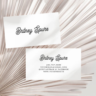 Modern Black White Personalised Monogram and Name  Business Card