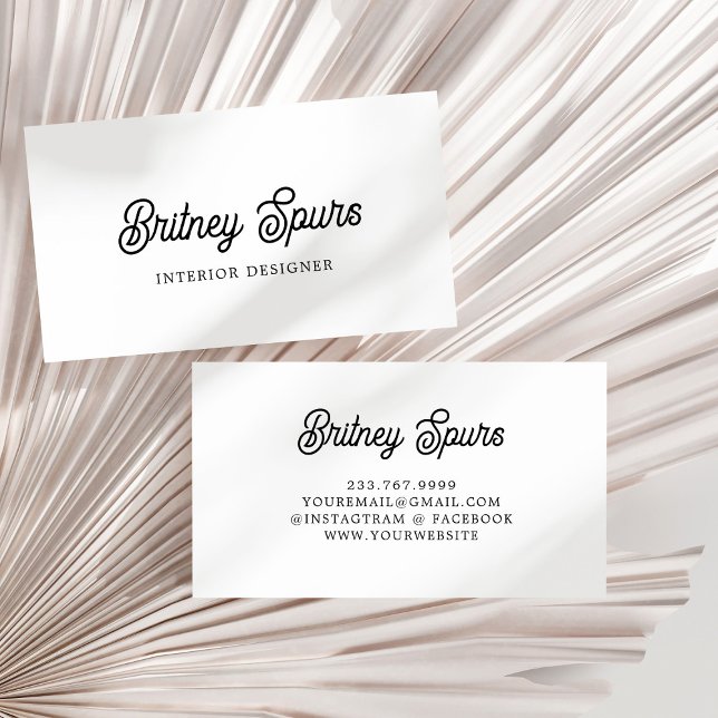 Modern Black White Personalised Monogram and Name  Business Card (Creator Uploaded)