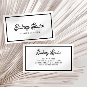 Modern Black White Personalised Monogram and Name  Business Card