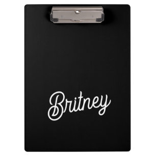 Modern Black White Personalised Monogram and Name Clipboard