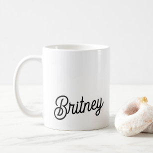 Modern Black White Personalised Monogram and Name Coffee Mug