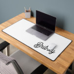 Modern Black White Personalised Monogram and Name  Desk Mat<br><div class="desc">The Modern Black White Personalised Monogram and Name Desk Mat sounds like a great way to enhance your workspace! The monochrome design with personalised details adds a touch of elegance and keeps your desk organised. It’s perfect for adding a bit of style while providing a smooth surface for writing or...</div>