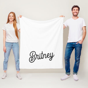 Modern Black White Personalised Monogram and Name  Fleece Blanket