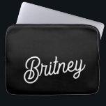 Modern Black White Personalised Monogram and Name Laptop Sleeve<br><div class="desc">The Modern Black White Personalised Monogram and Name Laptop Sleeve would be a stylish and protective accessory for your laptop. The sleek black and white design, combined with personalised details, adds a touch of sophistication while safeguarding your device. It’s ideal for both professional and personal use, providing a blend of...</div>