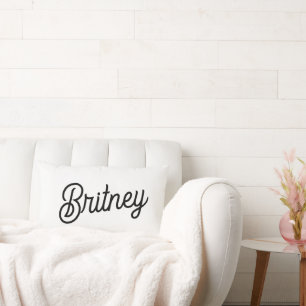 Modern Black White Personalised Monogram and Name  Lumbar Cushion