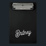 Modern Black White Personalised Monogram and Name  Mini Clipboard<br><div class="desc">The Modern Black White Personalised Monogram and Name Mini Clipboard would be a stylish and practical tool for organising notes and documents on the go. The black and white design, combined with personalised details, adds a touch of elegance while keeping your materials neatly in place. If you have specific design...</div>