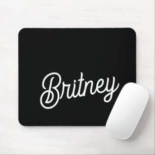 Modern Black White Personalised Monogram and Name  Mouse Pad