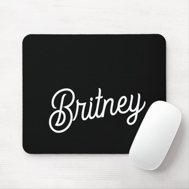 Modern Black White Personalised Monogram and Name  Mouse Pad (With Mouse)