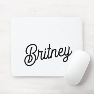 Modern Black White Personalised Monogram and Name  Mouse Pad