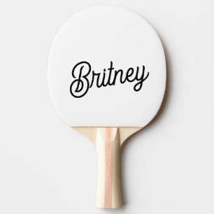 Modern Black White Personalised Monogram and Name Ping Pong Paddle