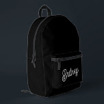 Modern Black White Personalised Monogram and Name  Printed Backpack<br><div class="desc">The Modern Black White Personalised Monogram and Name Printed Backpack sounds like a chic and functional accessory! The black and white colour scheme with personalised details would make it a standout piece, perfect for both everyday use and special occasions. If you have any specific features or design elements in mind,...</div>