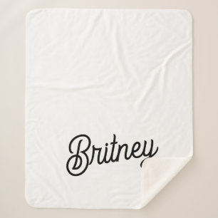 Modern Black White Personalised Monogram and Name  Sherpa Blanket