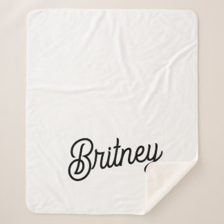 Modern Black White Personalised Monogram and Name  Sherpa Blanket