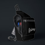 Modern Black White Personalised Monogram and Name  Sling Bag<br><div class="desc">The Modern Black White Personalised Monogram and Name Sling Bag would be a stylish and practical accessory. The sleek black and white design with personalised details offers both functionality and a touch of sophistication. Ideal for daily use or as a chic travel accessory, it combines fashion with practicality. If you...</div>