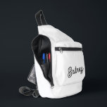 Modern Black White Personalised Monogram and Name  Sling Bag<br><div class="desc">The Modern Black White Personalised Monogram and Name Sling Bag would be a stylish and practical accessory. The sleek black and white design with personalised details offers both functionality and a touch of sophistication. Ideal for daily use or as a chic travel accessory, it combines fashion with practicality. If you...</div>