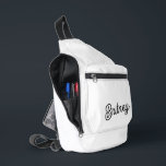 Modern Black White Personalised Monogram and Name  Sling Bag<br><div class="desc">The Modern Black White Personalised Monogram and Name Sling Bag would be a stylish and practical accessory. The sleek black and white design with personalised details offers both functionality and a touch of sophistication. Ideal for daily use or as a chic travel accessory, it combines fashion with practicality. If you...</div>