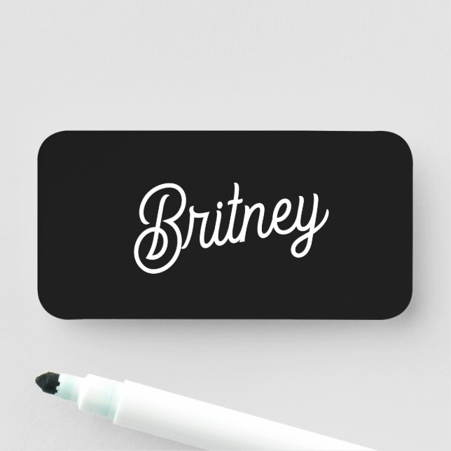 Modern Black White Personalised Monogram and Name  Tag (In Situ)