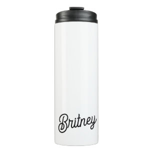 Modern Black White Personalised Monogram and Name  Thermal Tumbler