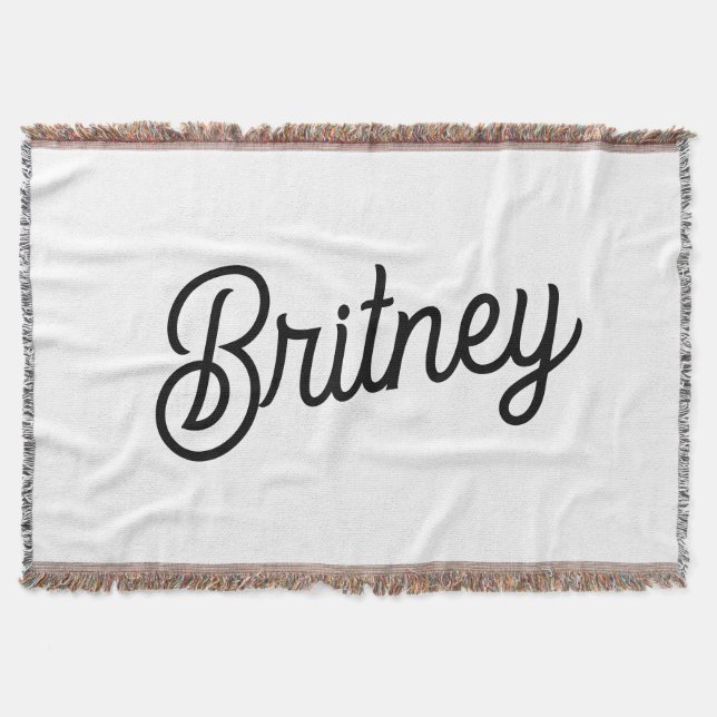 Modern Black White Personalised Monogram and Name  Throw Blanket (Front)
