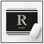 Modern Black White Personalised Monogram Name  Mouse Pad<br><div class="desc">This unique MOUSE PAD features a three colour monogram — look closely and you will see for yourself.  This is set against a black background .  Any design questions,  just send an email to charmdesignstudio@rcn.com and we’ll be delighted to assist.</div>