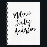Modern Black White Personalised Monogram Name  Notebook<br><div class="desc">The Modern Black White Personalised Monogram and Name Notebook is a sophisticated choice for organising your thoughts and ideas. Featuring a sleek black and white design with your personalised monogram, this notebook is perfect for both professional and personal use. If you have any specific design elements or customisation preferences in...</div>