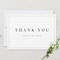 Modern Black & White Personalised Thank you Card