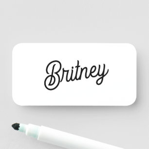 Modern Black White Personalized Monogram and Name  Tag
