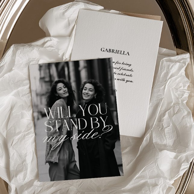 Modern Black & White Photo Bridesmaid Proposal  Invitation (Modern Black & White Photo Bridesmaid Proposal Invitation)