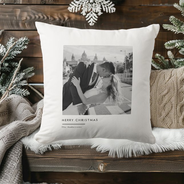 Modern Black & White Photo Christmas Elegant Gift Cushion (Creator Uploaded)