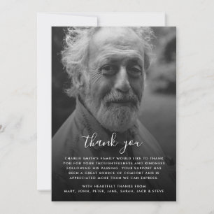 Modern Black & White Photo Funeral Thank You Card