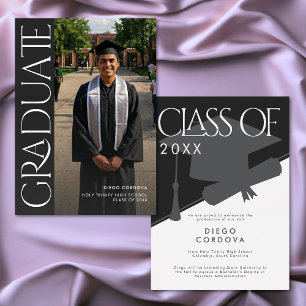 Modern Black White Photo Grad Announcement