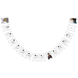 Modern Black White Photo Graduation bunting banner