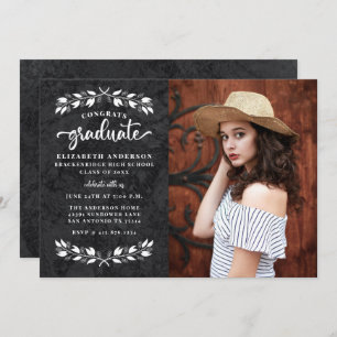 Modern Black White Photo Graduation Party Announcement