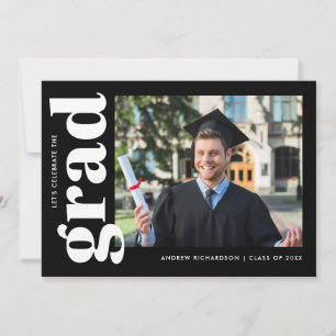 Modern Black White Photo Graduation Party Invitation